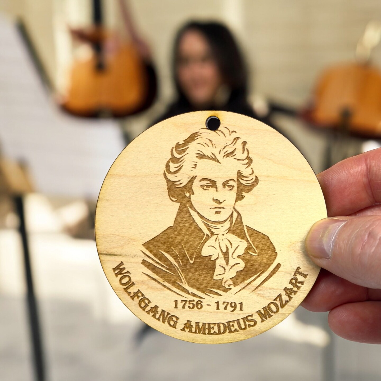 Ornament - Wolfgang Amadeus Mozart Raw Wood Ornament - Wolfgang Amadeus Mozart Raw Wood