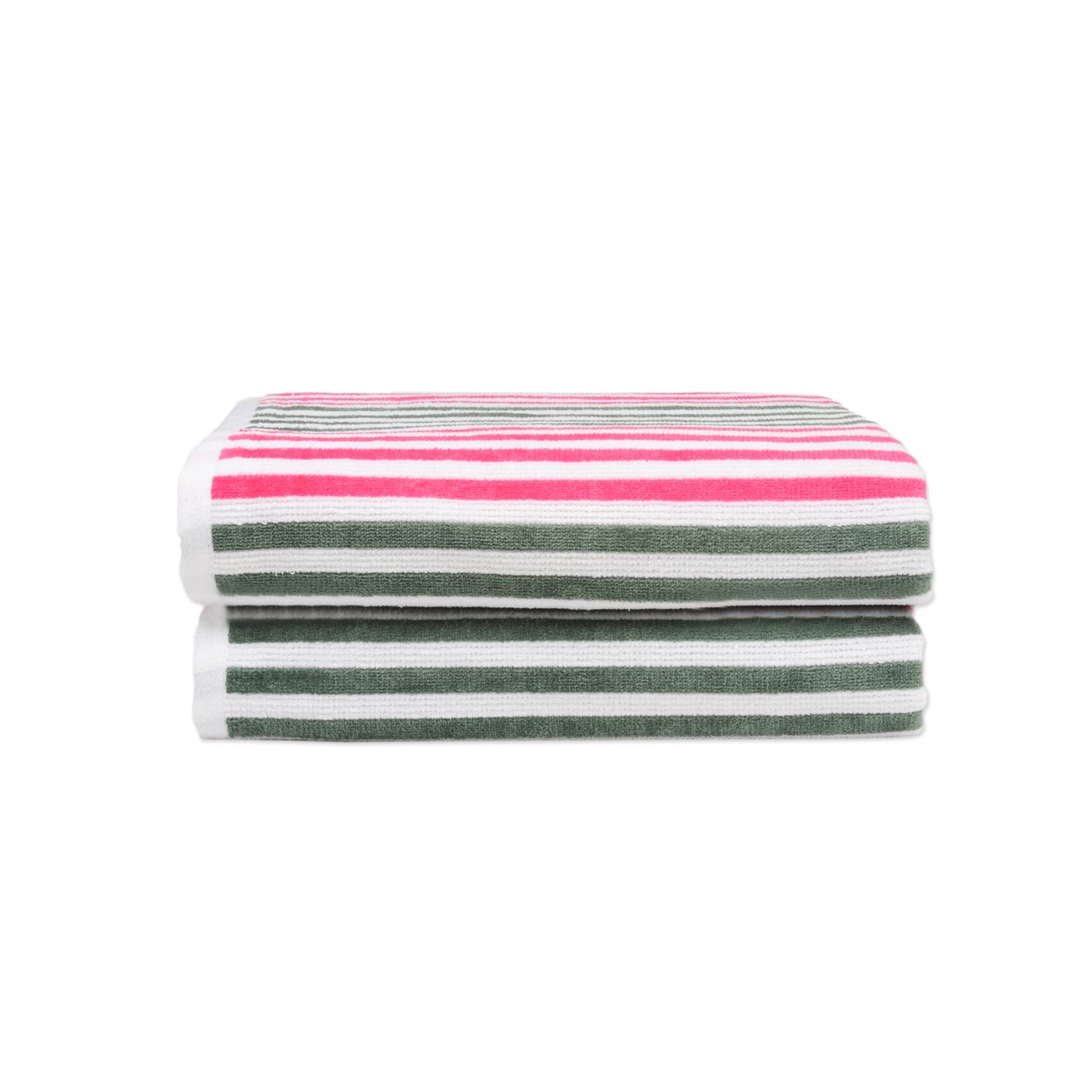 Dan River Cabana Stripe Beach Towel Set 2-4 Pack Velour Cotton Soft Quick Dry