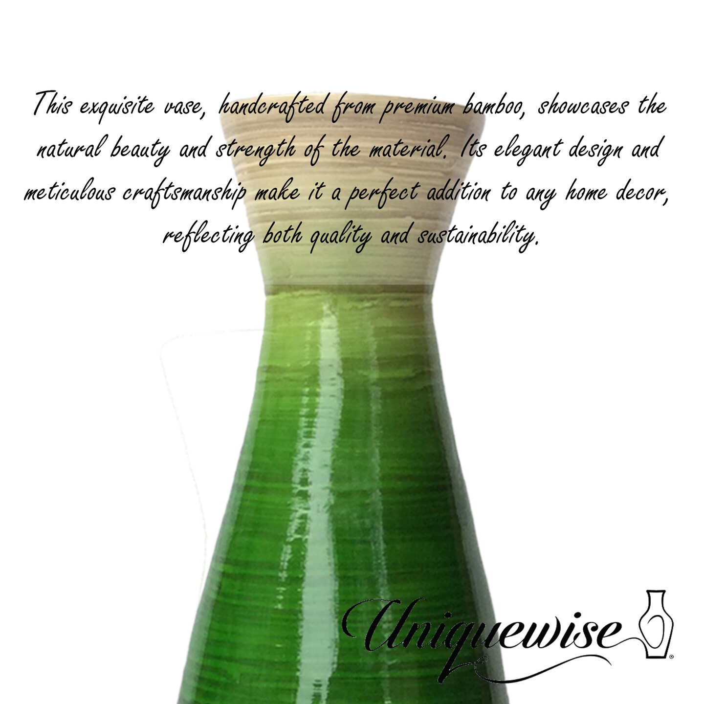 Uniquewise Classic Bamboo Floor Vase Handmade, For Dining, Living Room, Entryway, Fill Up With Dried Branches Or Flowers