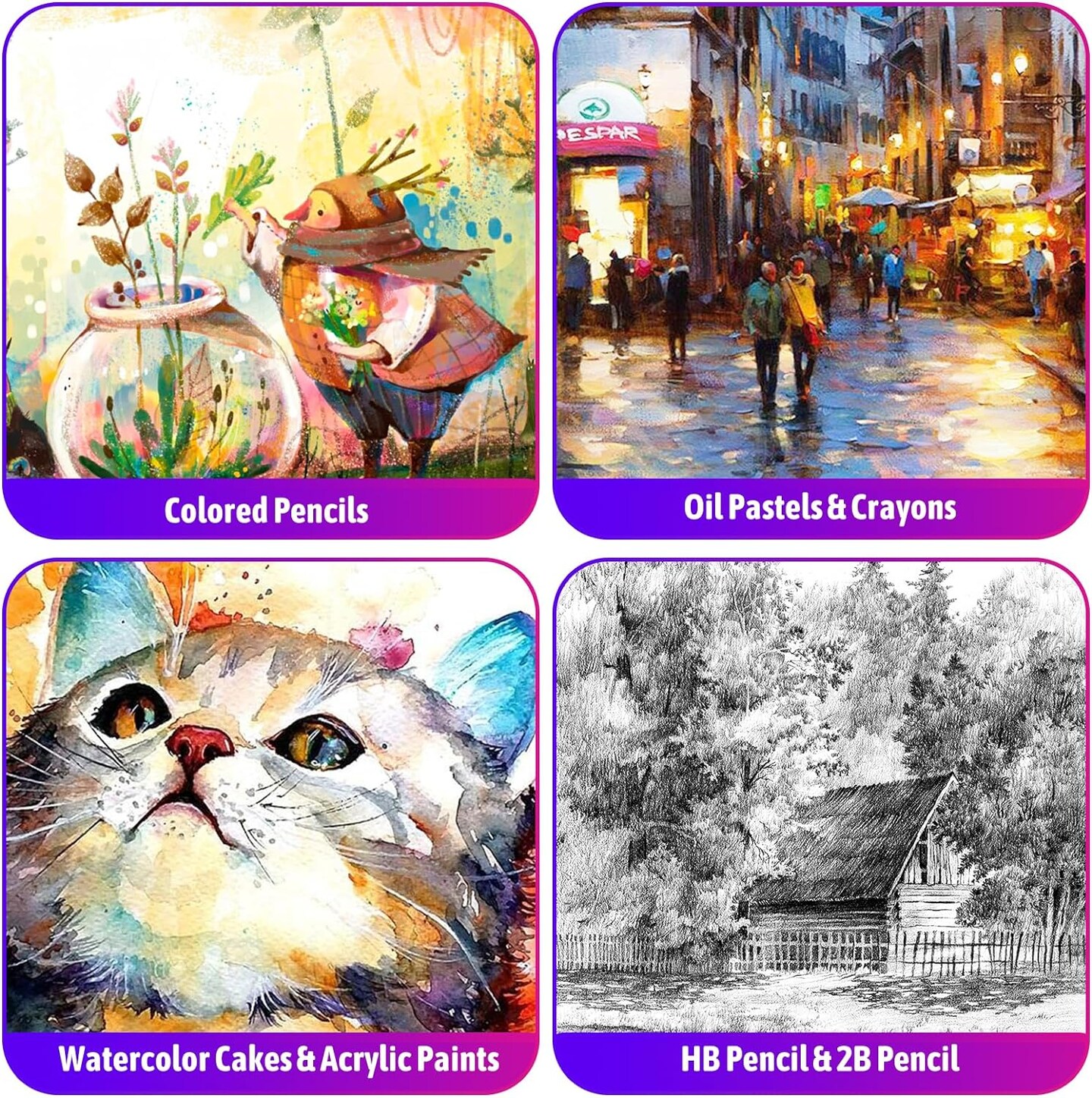Deluxe Art Set, 195-Pack Artist Gift Box, Arts and Crafts Drawing Painting Kit Art Supplies for Adults, Children, Art Kits Paint Set includes 24 Acrylic Paint, Sketchbook, Canvases, Crayons, and Pencils