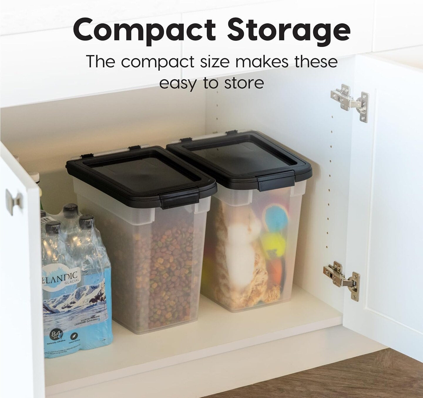 IRIS USA 10 Lbs / 12.75 Qt Airtight Dog Food Storage Container, Clear/Black