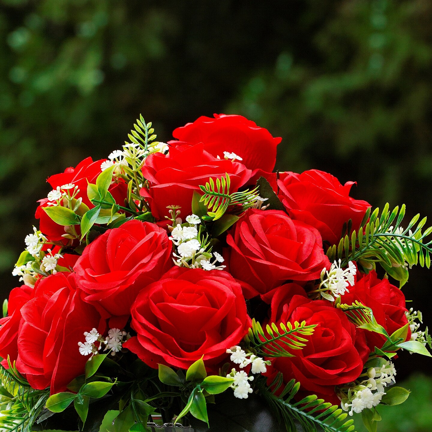 18 Heads Silk Rose Artificial Flowers in Vase,Faux Rose Flowers Arrangement in Round Bowl Vase with Faux Water and River Rock for Table Deco product 4