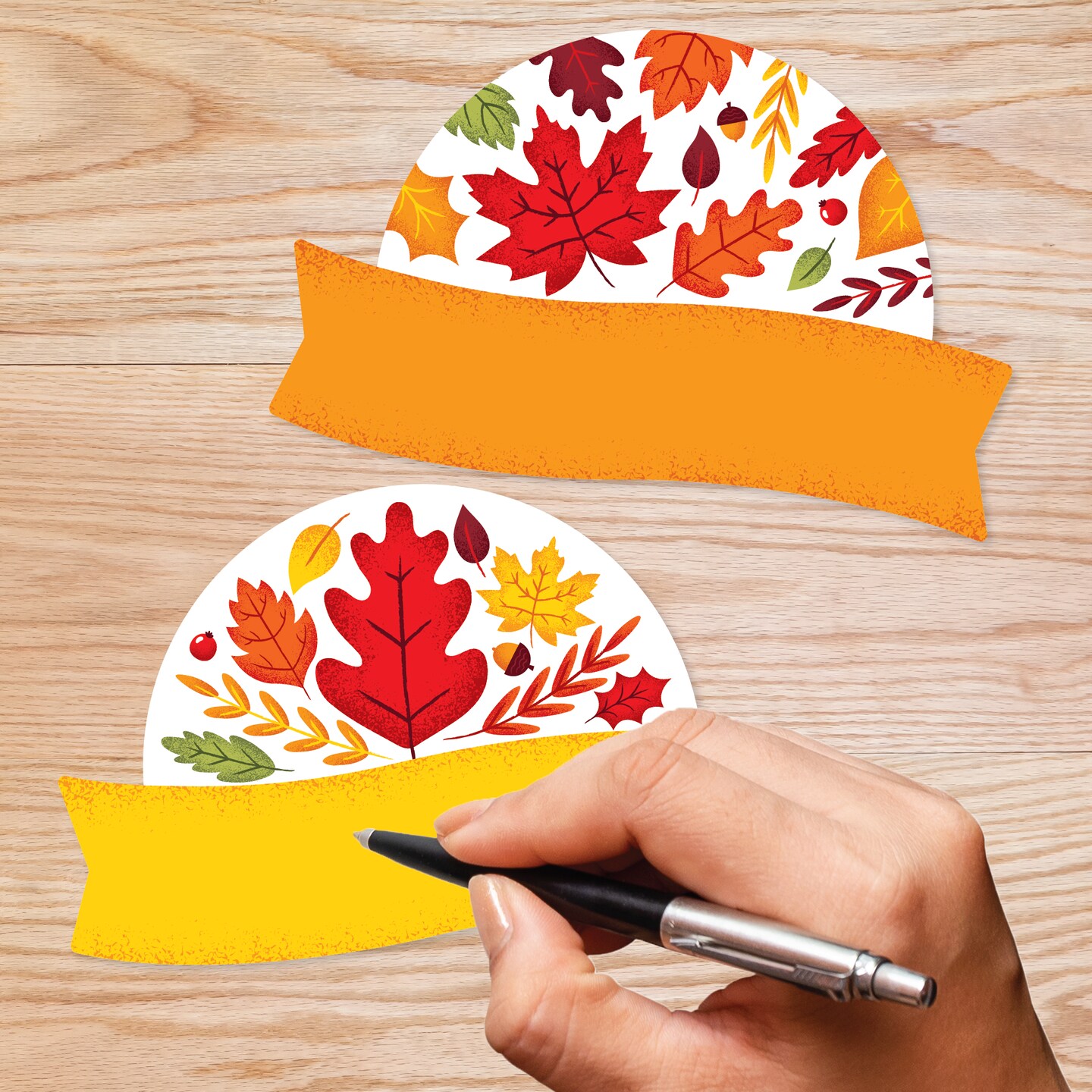 Big Dot of Happiness Fall Leaves - DIY Blank Paper Desk or Locker Labels - Classroom Name Tags - Set of 32