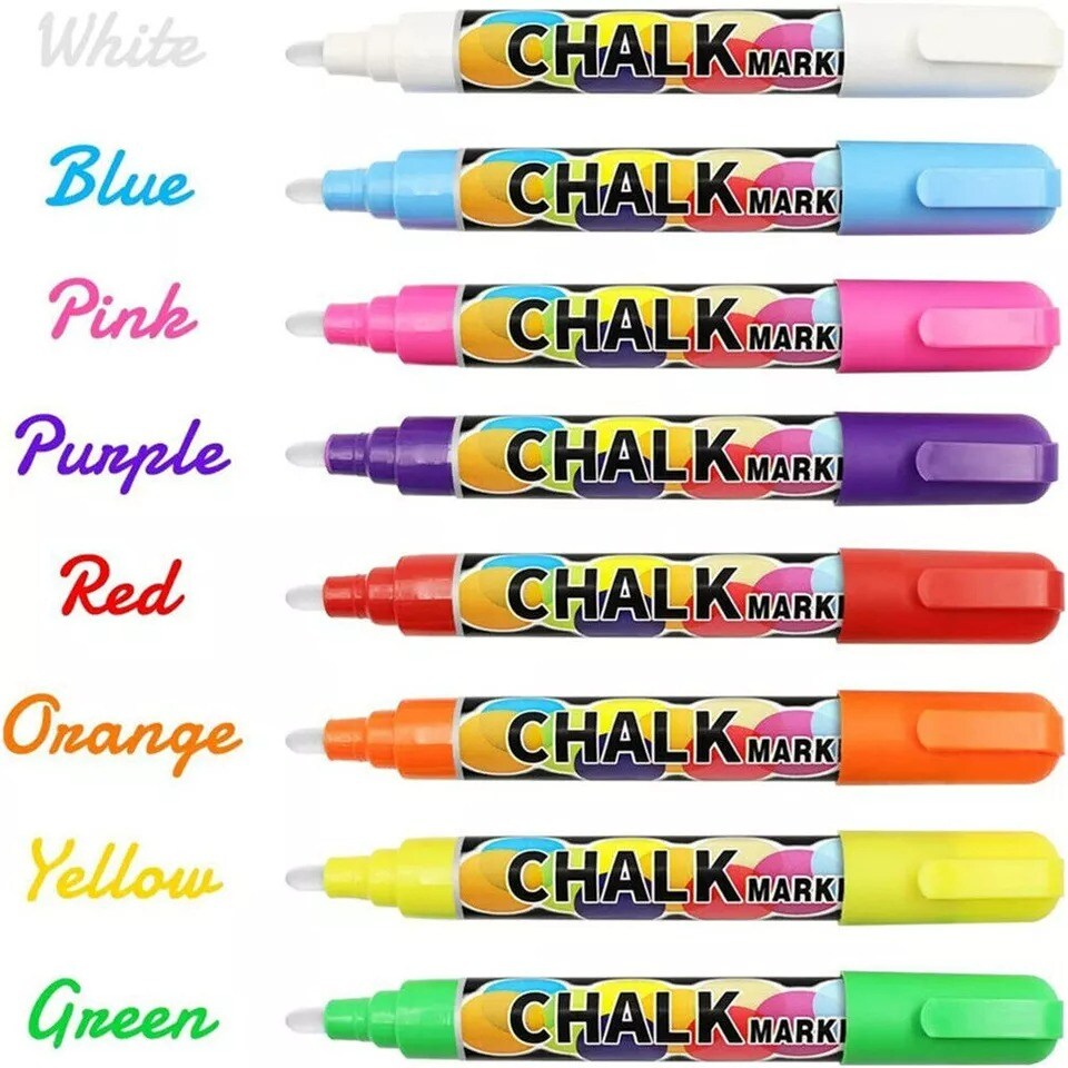 8Pack Liquid Chalk Markers Erasable Chalkboard Neon Pens for Signs Painting Card