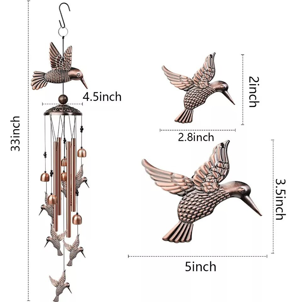 33&#x22;Large Bird Animal Metal Wind Chimes Outdoor Garden Bells Home Yard Decor Gift