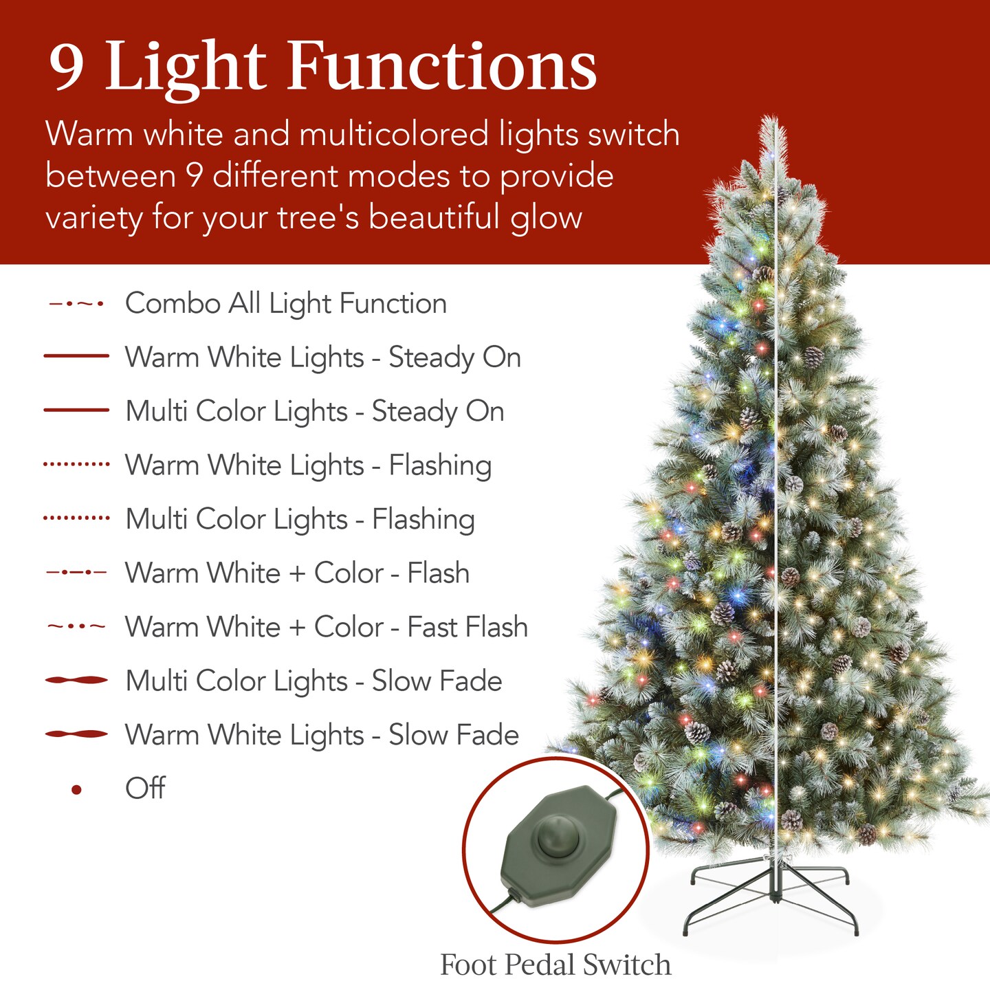 Best Choice Products Pre-Lit Frosted Scotch Pine Christmas Tree w/ 2-In-1 LED Lights