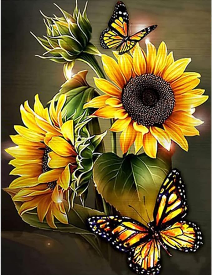 Diamond Painting Kits for Adults: 12x16 inch DIY Paint by Numbers for Adults Beginner, DIY Full Drill Diamond Dots Paintings Picture Arts Craft for Home Wall Art Decor (Yellow Butterfly)