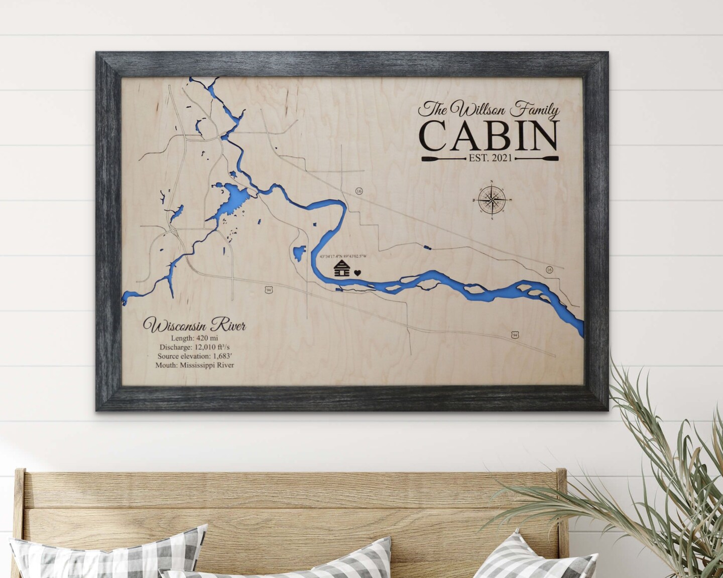 Lake grinnell | Custom lake map | nautical decor | Lake house Decor | outlet fishing map | wedding gift | Lake Map |