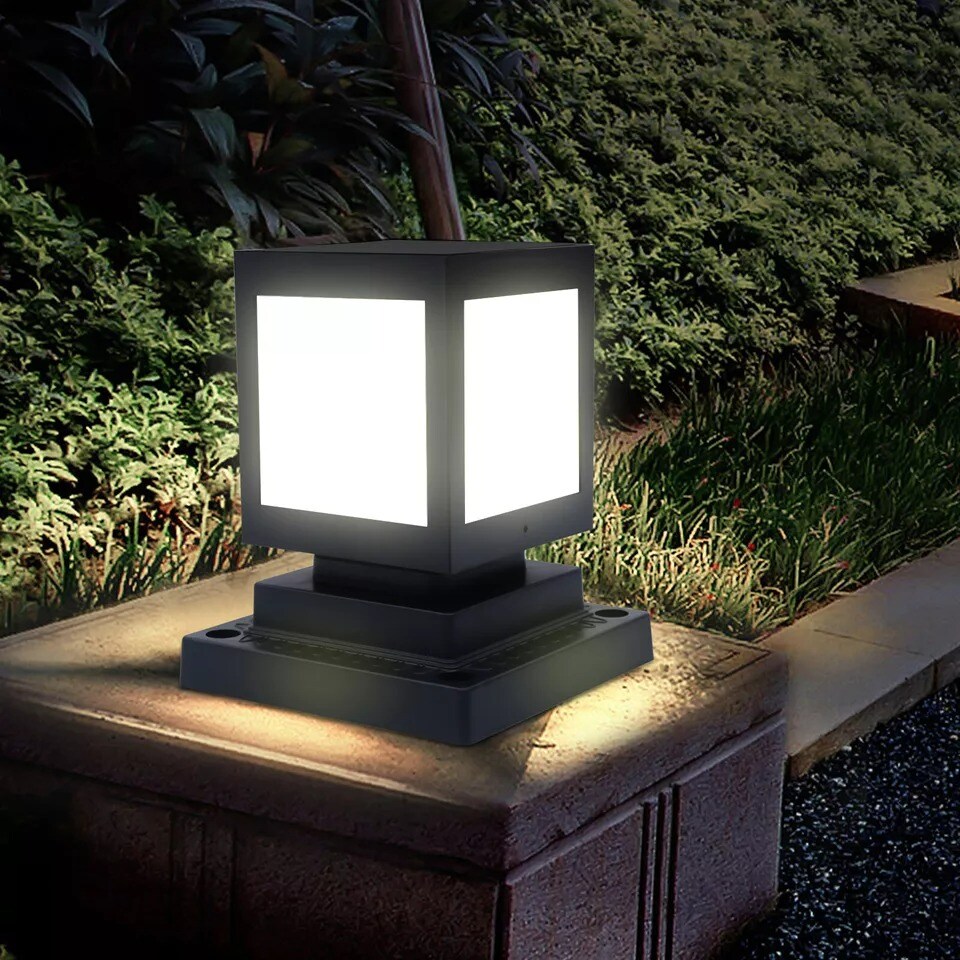Outdoor Square Pillar Lamp Post Sconce Lantern Light Garden Lawn Landscape Lamp