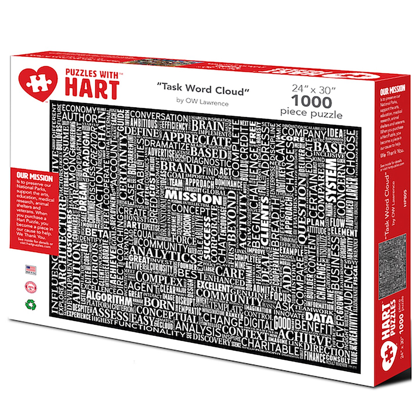 Task Word Cloud by OW Lawrence, 24&#x22; x 30&#x22;, 1000 Piece Puzzle
