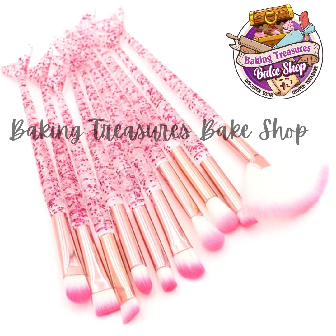 Pink Mermaid Makeup Brush 10 pcs