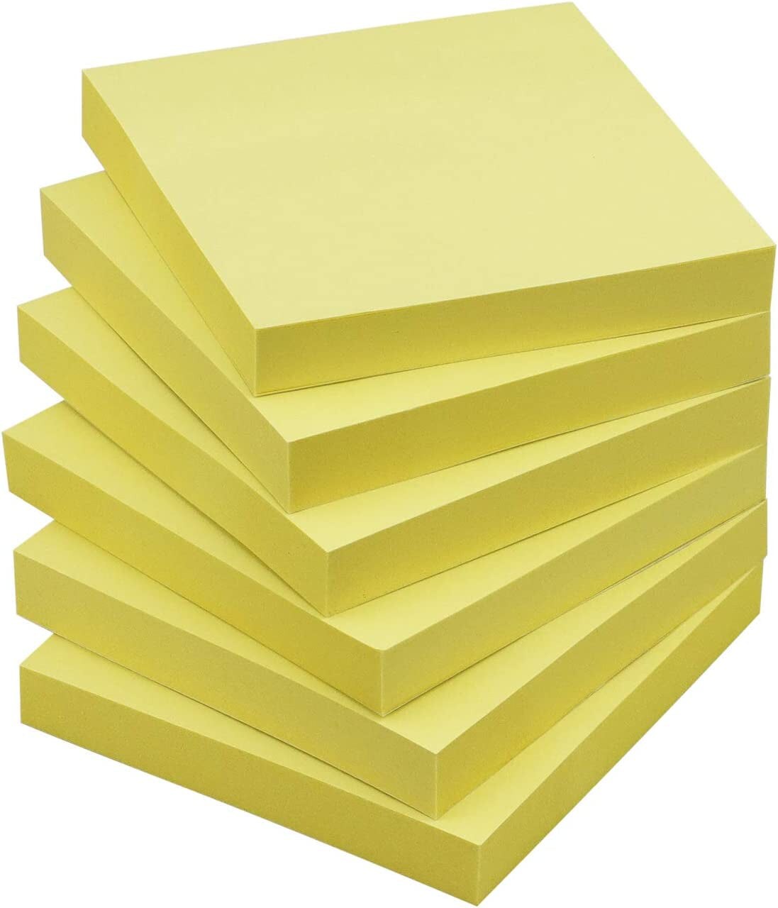 Sticky Notes 3X3 Self-Stick Notes Pads with 6 Bright Colors, Easy to Post for Office, Shool, Home, 6 Pads/Pack, 100 Sheets/Pad (Yellow)