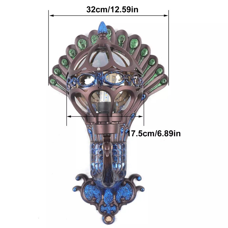 Antique Vintage Peacock Wall Light Fixture Wall Sconce Porch Lamp Waterproof Nof