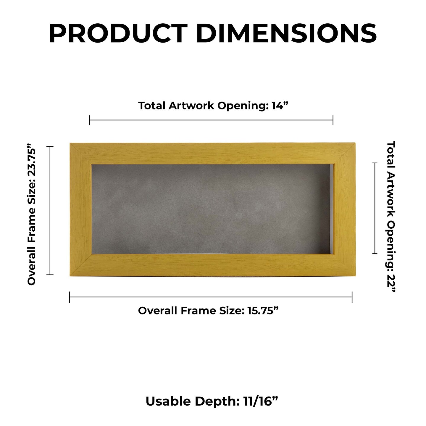 Classic Natural Wood Shadow Box Frame with Acrylic Front - Light Brown Suede Backing, 30 Sizes