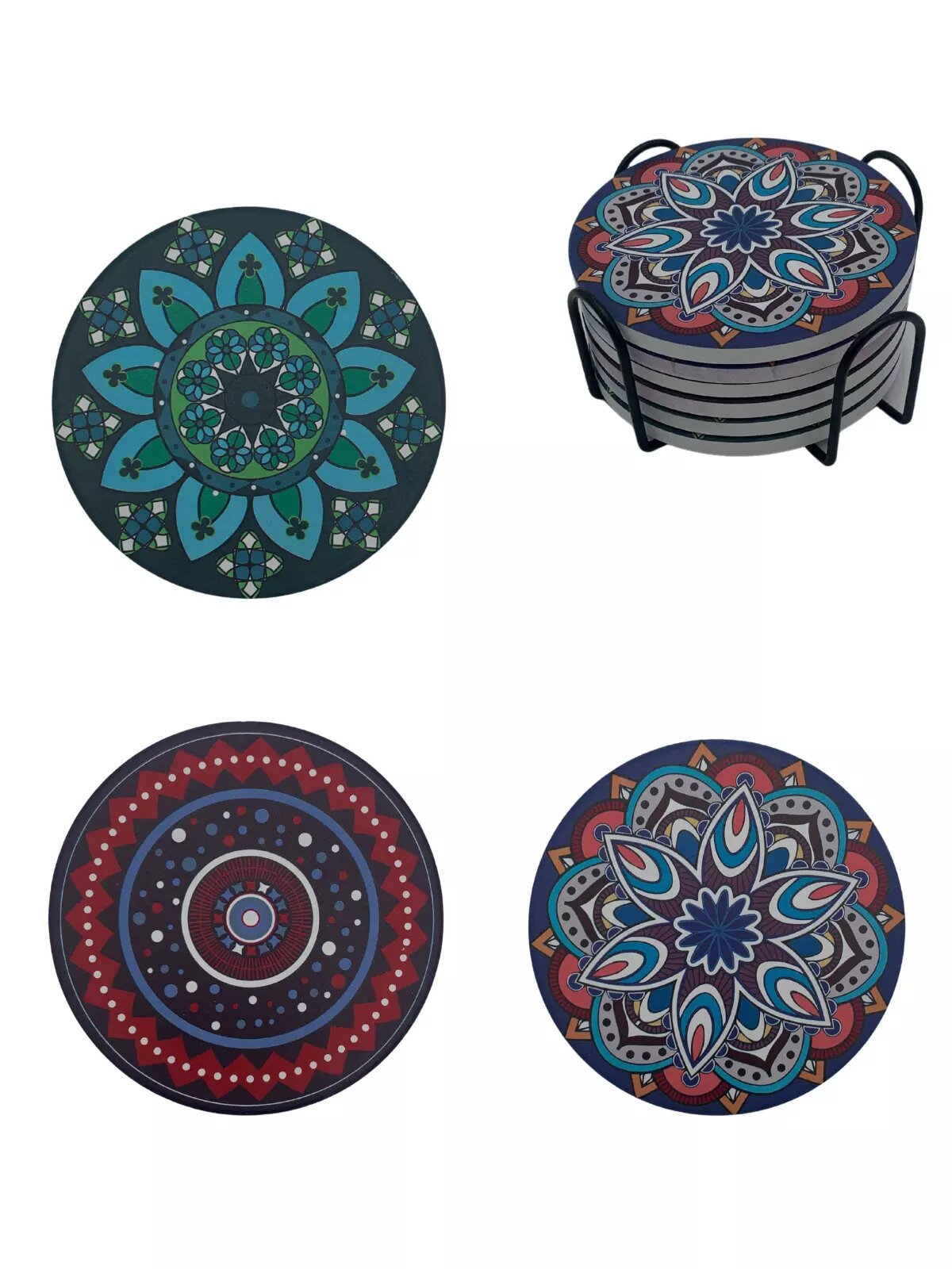 Kitcheniva 6 Pcs Set Ceramic Boho Coaster Drinks Absorbent