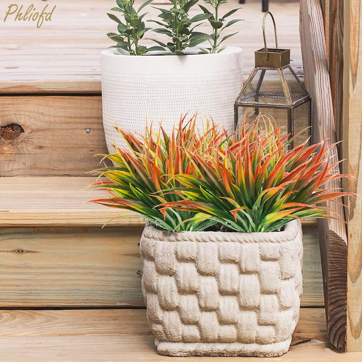 12-Piece UV-Resistant Artificial Grass Set – 17.3 Inch Faux Greenery for Home and Garden Décor