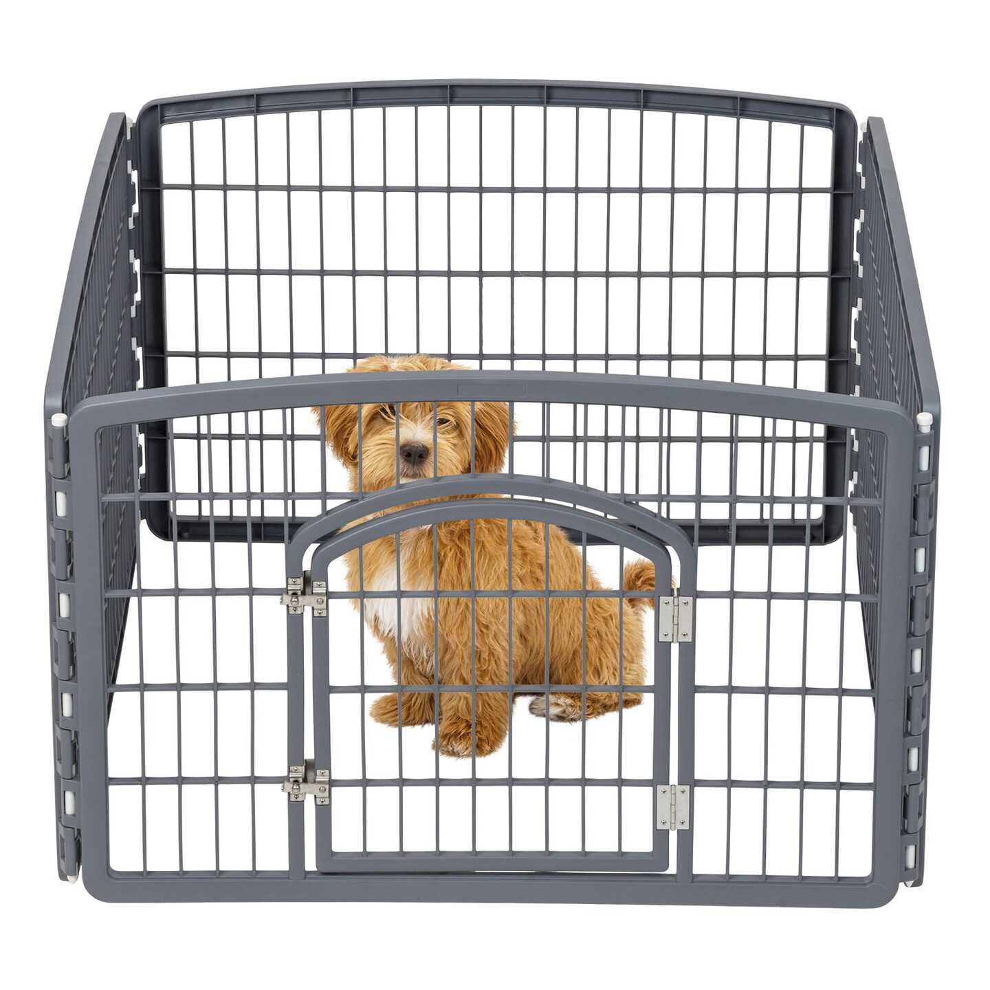 IRIS USA 24" Exercise 4-Panel Pet Playpen with Door, Gray