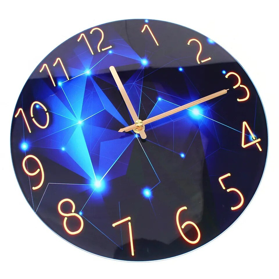12" Blue Wall Clock, Silent & Large Wall Clocks for Living Room/Office