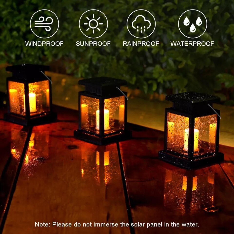 Outdoor Solar Light LED Hanging Wall Lantern Walkway Lamp Dusk Dawn Garden Decor