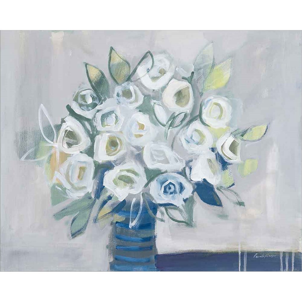 White Roses on Gray by Pamela Munger 20" x 16" Canvas Wall Art