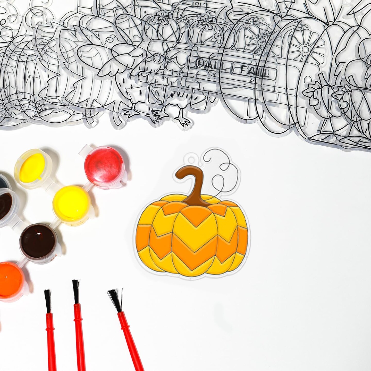 27 Sets Thanksgiving Craft Kits DIY Window Paint Art Suncatchers Craft Kits