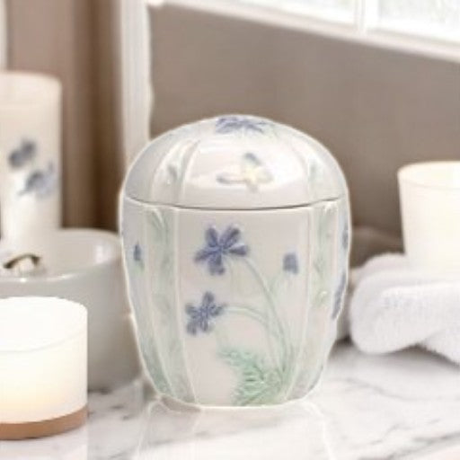 Ceramic Violet Flower Accessory Box, Bathroom Vanity Decor, Gift for Her