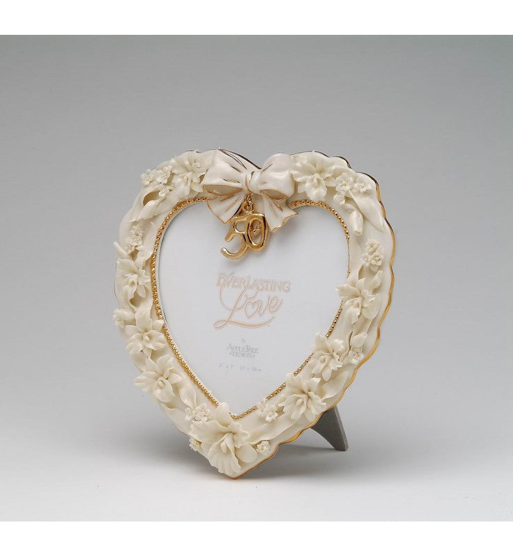 Ceramic 50th Wedding Anniversary - Orchid Flower 5" x 7" Photo Frame, Gift for Parents, Gift for Her