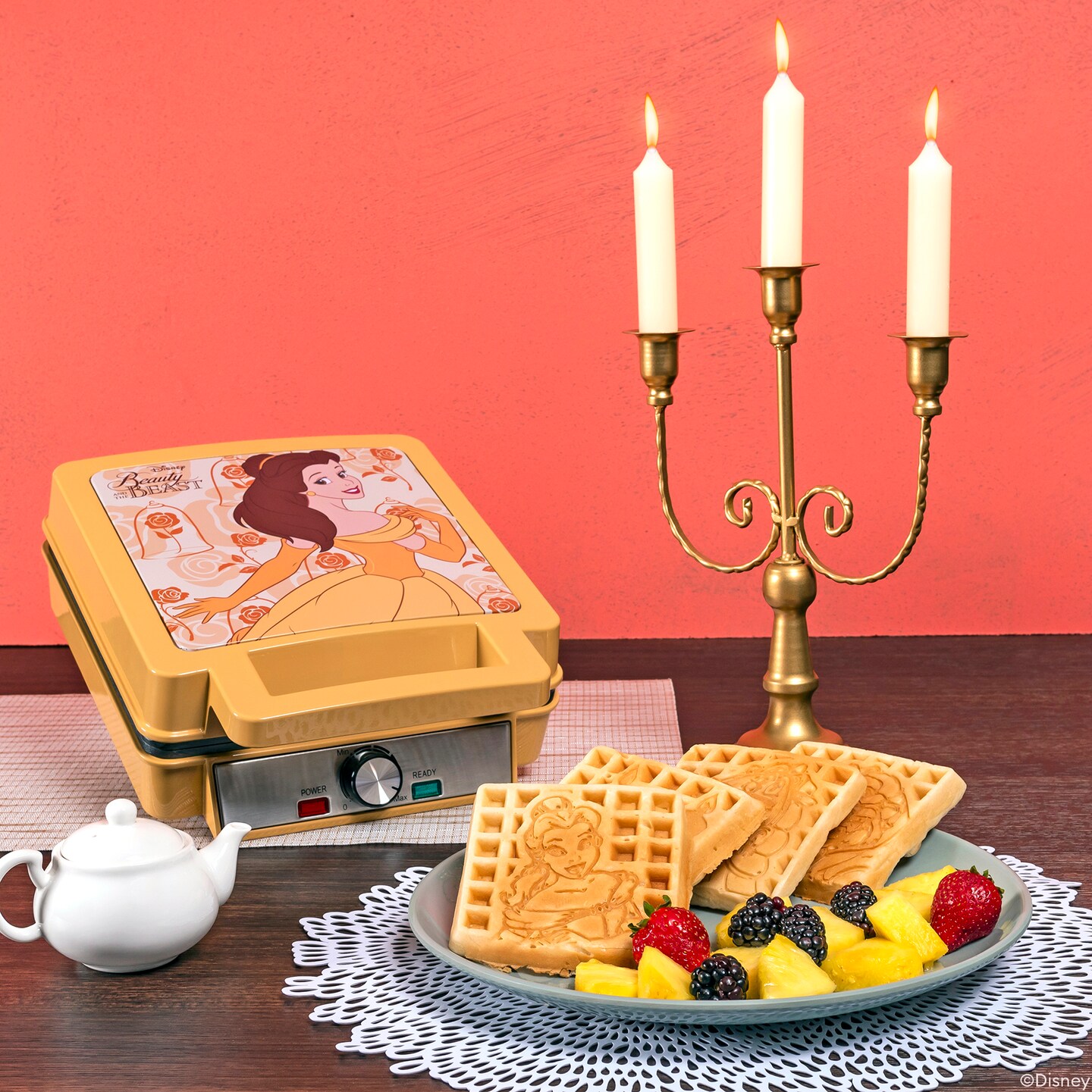 Uncanny Brands Disney Beauty and the Beast Deluxe Waffler
