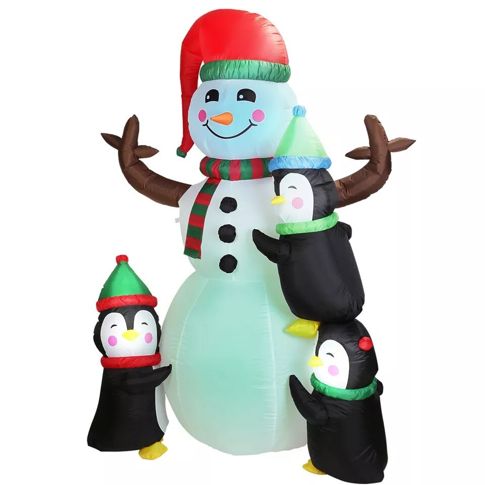 70" Inflatable Christmas Snowmen Blow-Up Outdoor Display with LED Light
