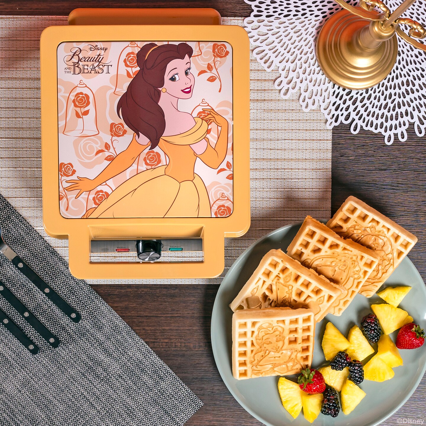 Uncanny Brands Disney Beauty and the Beast Deluxe Waffler