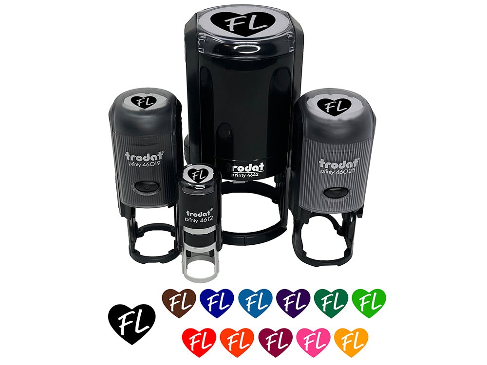 FL Florida State in Heart Self-Inking Rubber Stamp for Stamping Crafting Planners
