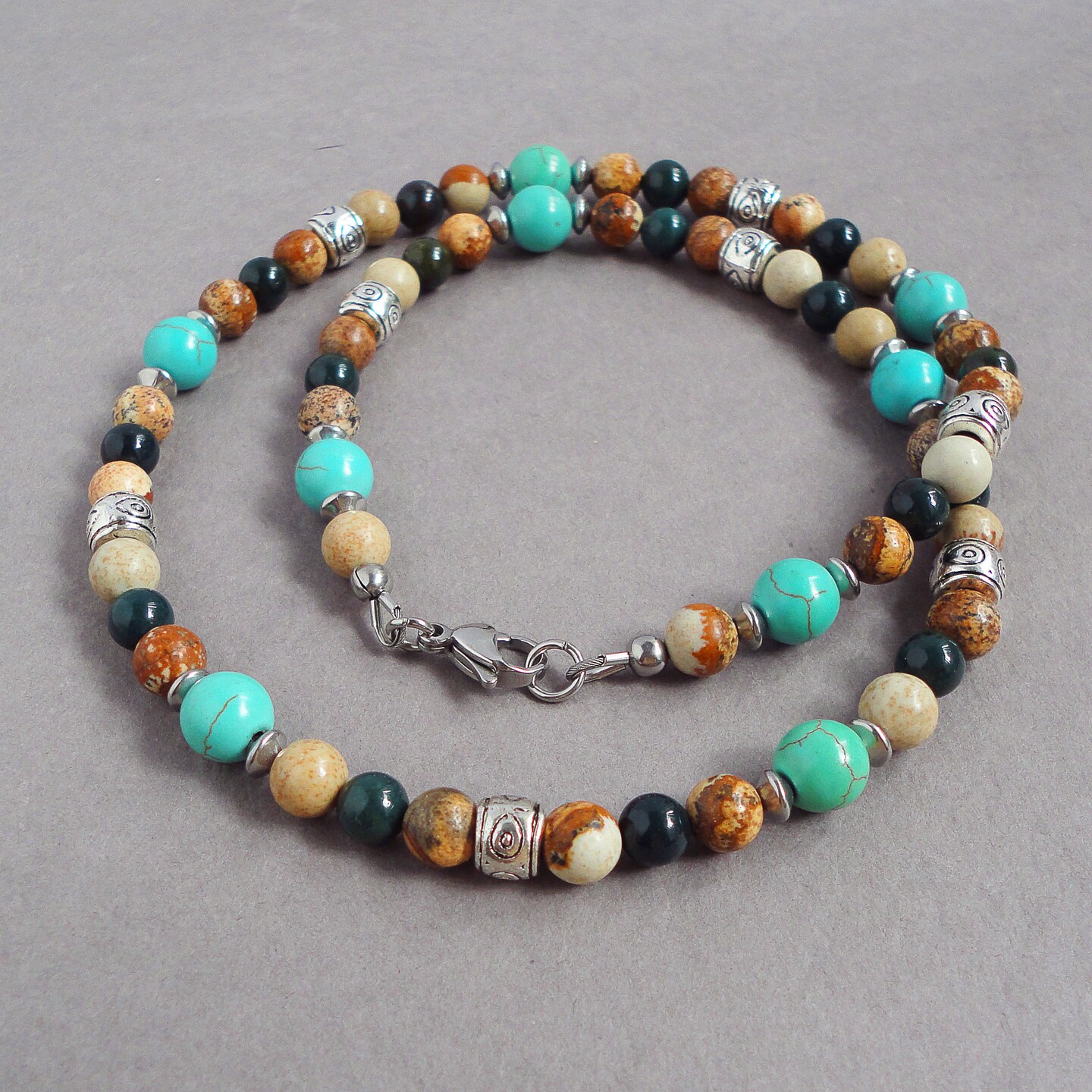 Necklace ,bracelet made of green outlet magnesite gems .You will get FREE EARRINGS