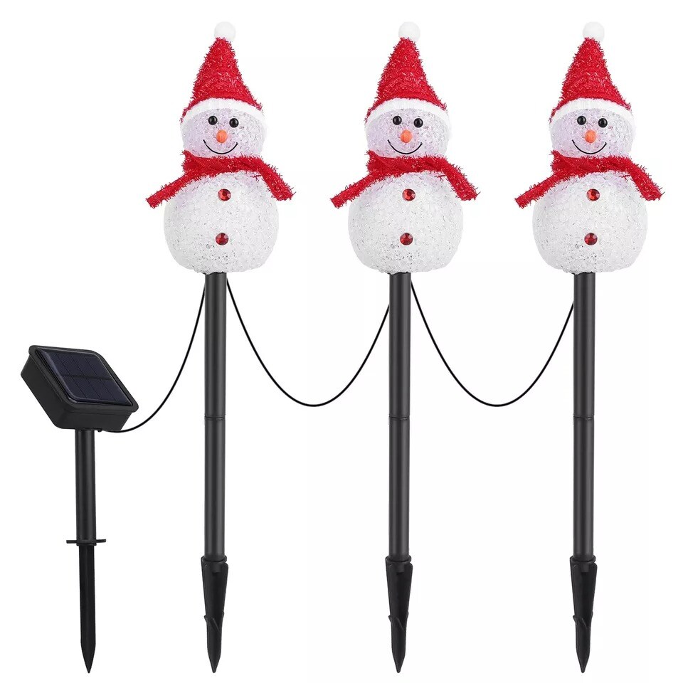 iMounTEK Solar Garden Stakes Light 3 Snowmen Christmas Yard LED Light Waterproof