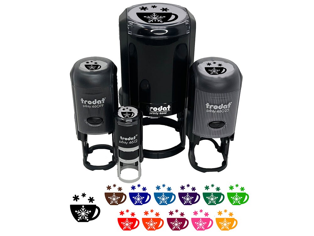 Tea Coffee Cup Snowflake Details Winter Self-Inking Rubber Stamp Ink Stamper for Stamping Crafting Planners