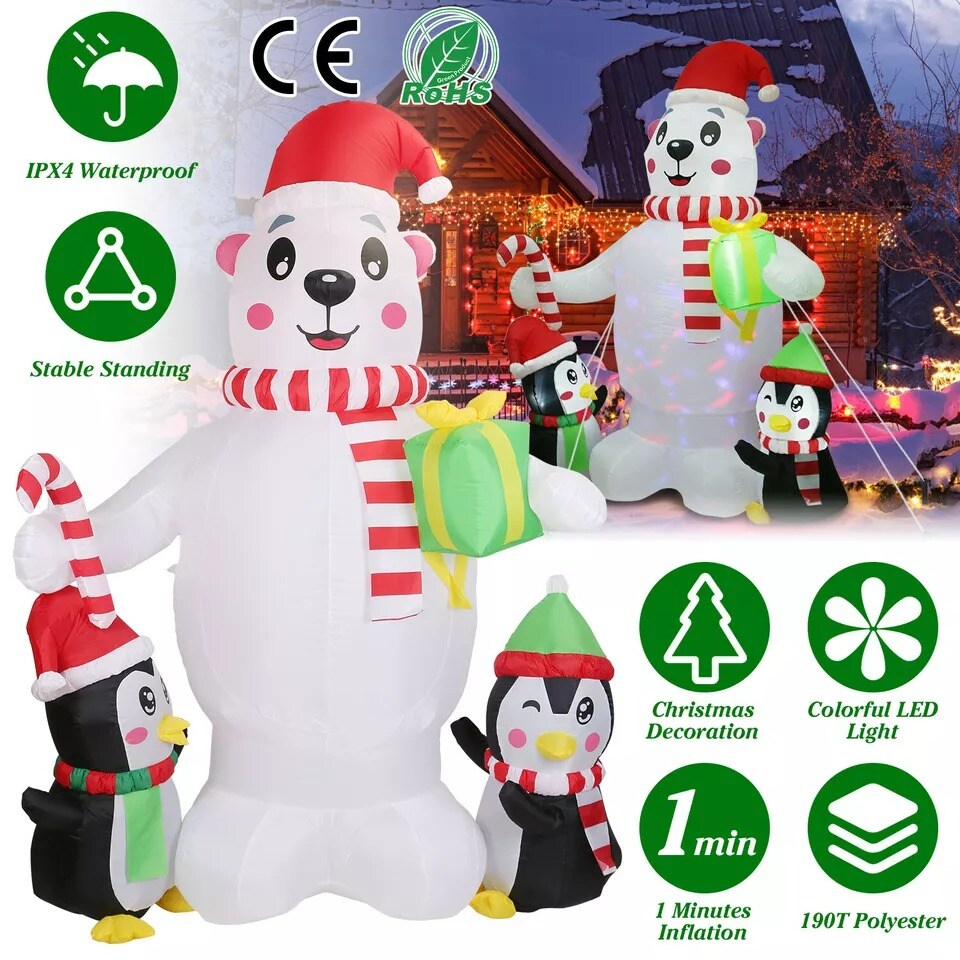 5.9FT Christmas Decoration Inflatable Snowman LED Light Up Garden Xmas