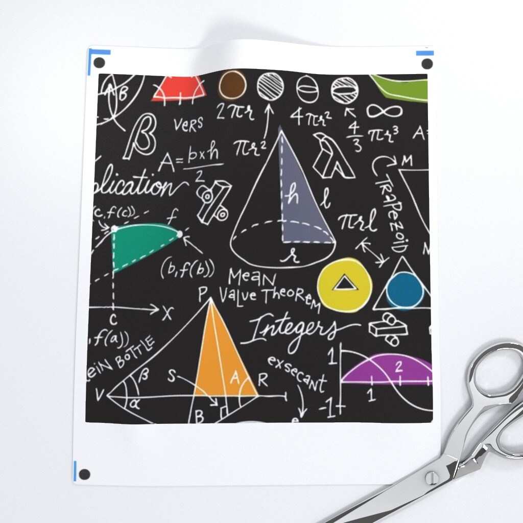 Count Math Mathematics Numbers Science Black Geometry Custom Printed Fabric by Spoonflower Various Fabrics by the Yard or Fat Quarter