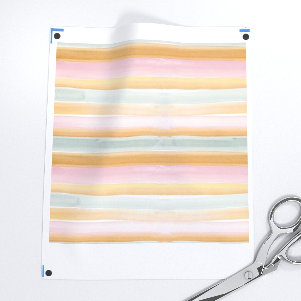 Pastel Stripes Watercolor Horizontal Modern Pink Orange Soft Custom Printed Fabric by Spoonflower Various Fabrics by the Yard or Fat Quarter