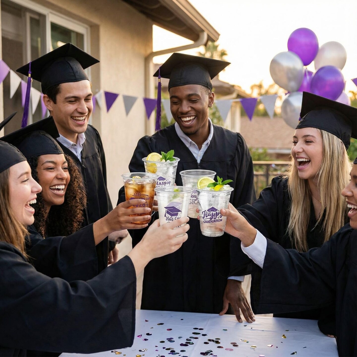 200 Pcs 12oz Graduation Cups 2026 Disposable Plastic Cups for Class of 2026 Graduation Party Congrats Grad Elegant Party Supplies Tableware Decorations (Purple)