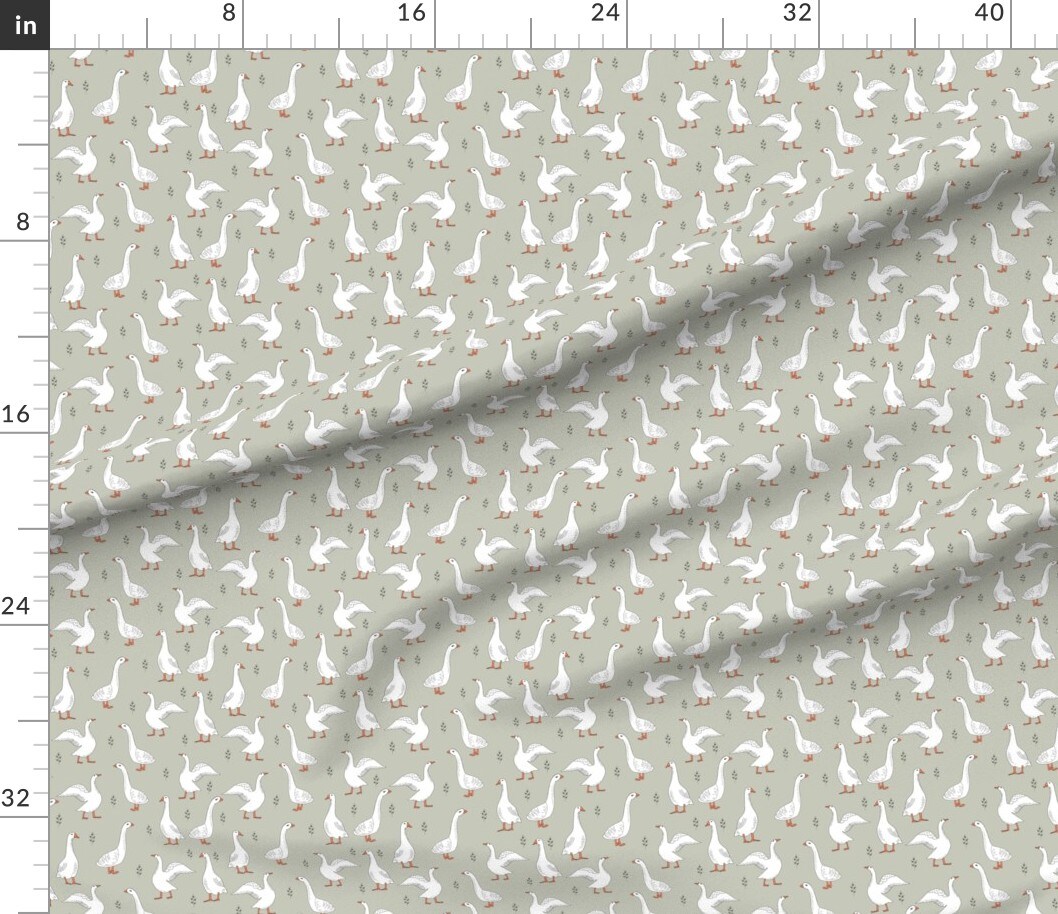 Geese Gray Gender Neutral Farm Animals Goose Bird Custom Printed Fabric by Spoonflower Various Fabrics by the Yard or Fat Quarter