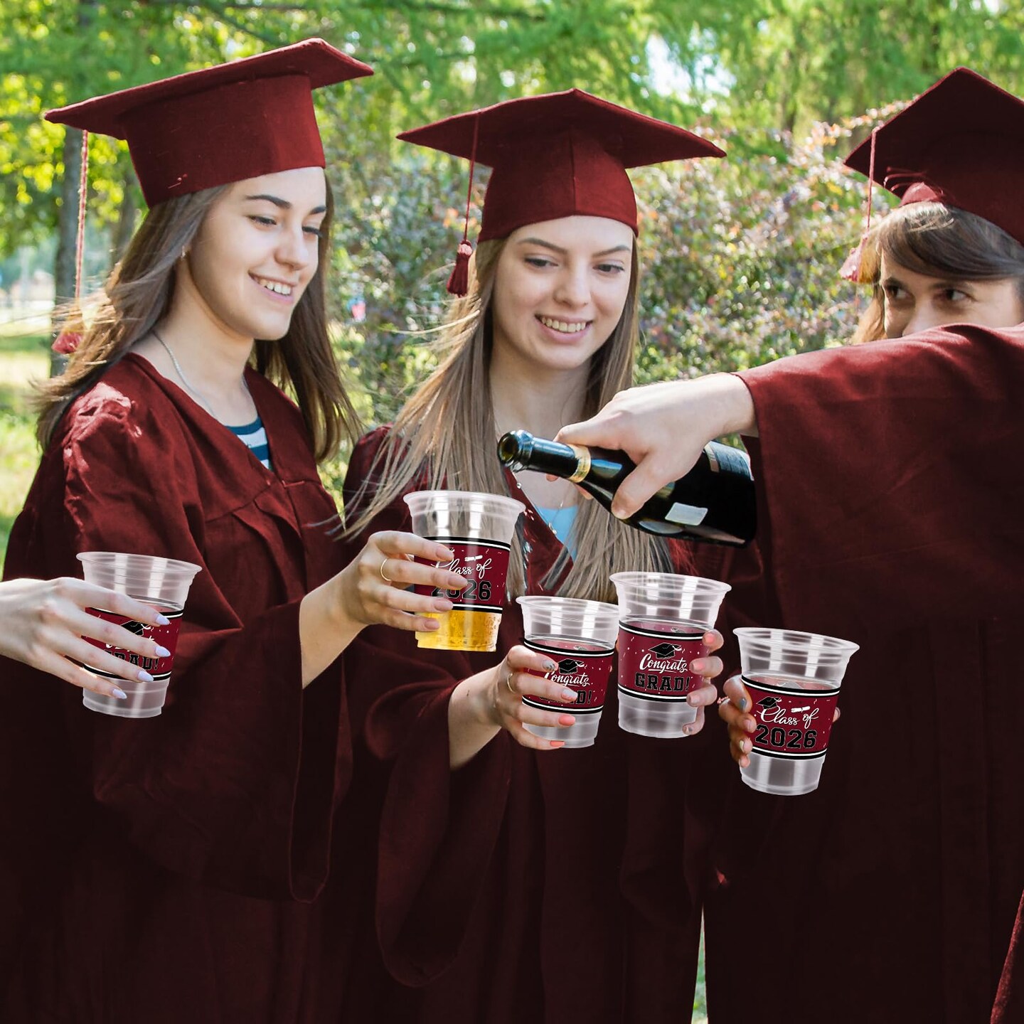 Gatherfun Class of 2026 Celebration - 100 Pcs 16oz Maroon Graduation Plastic Cups for Sturdy & Durable Drinkware for Grad Festivities | Essential Graduation Party Supplies & Decorations
