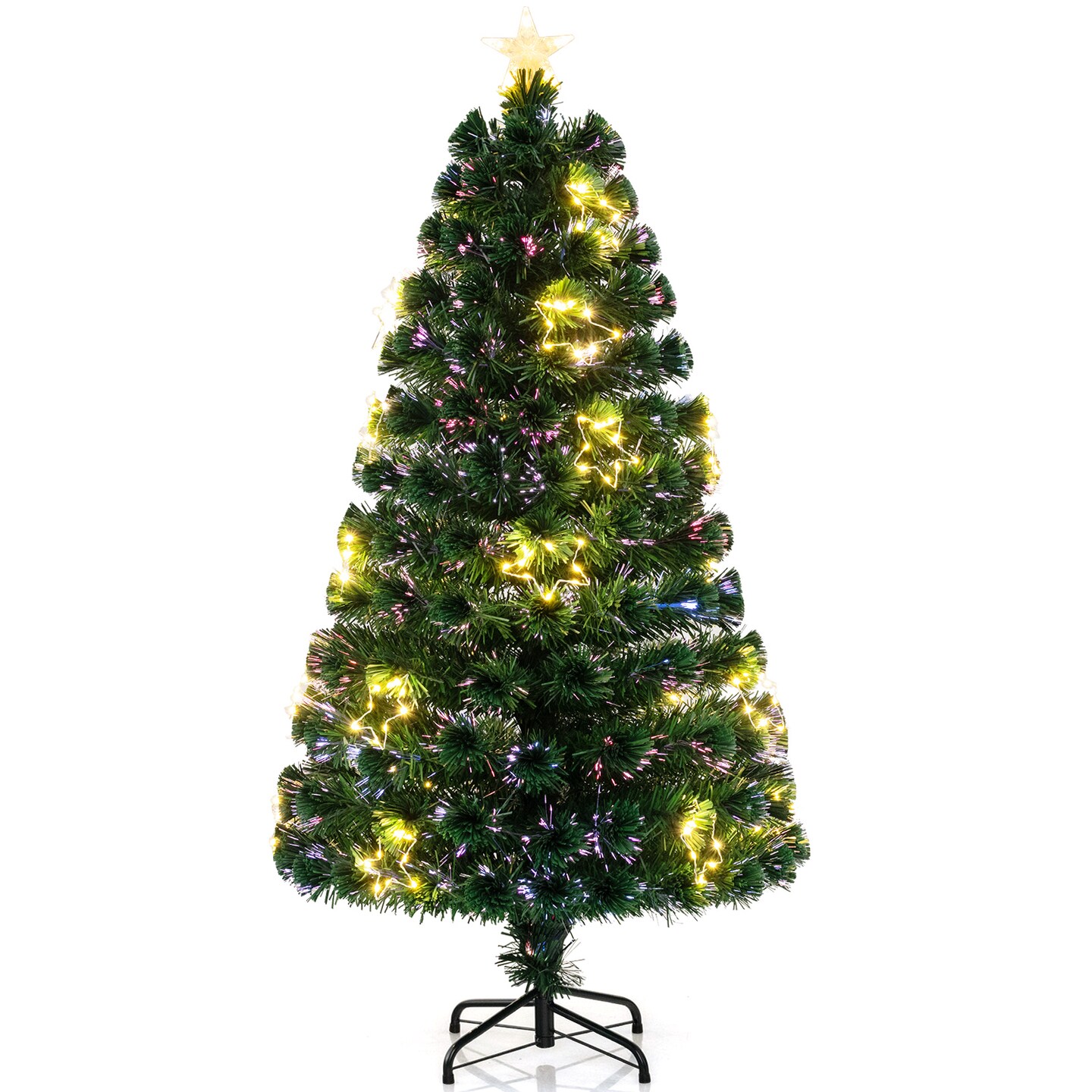 Pre-Lit Artificial Christmas Tree with Warm-White Fairy Lights and Flame-Retardant PVC Leaves