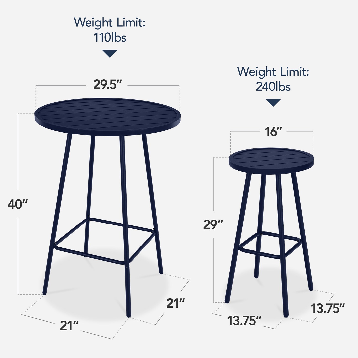 Best Choice Products 3-Piece Steel Patio Bar Height Round Bistro Set w/ Backless Stools, Slatted Design