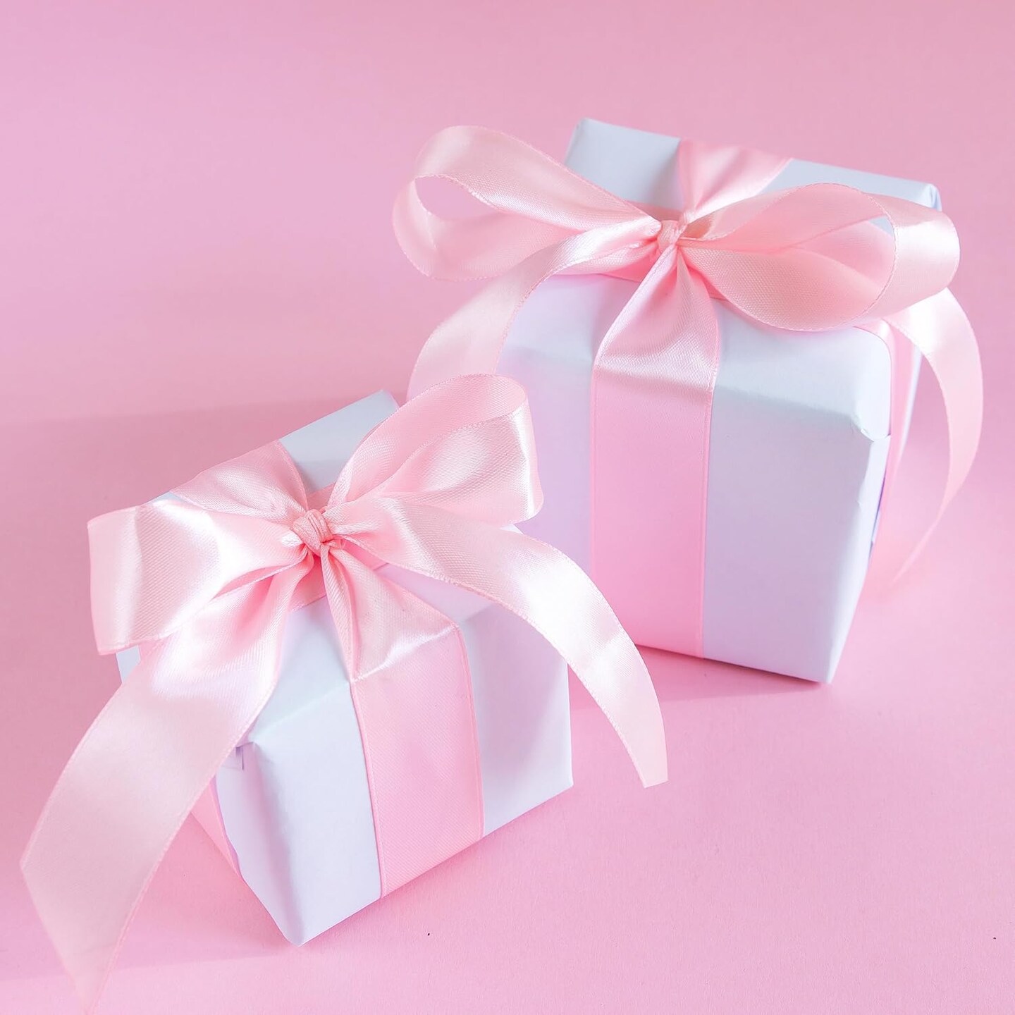 Pink Ribbon 1 1/2 inch, 100 Yards Pink Satin Ribbon, Ribbon for Gift Wrapping, Ribbon for Flower Bouquet, Fabric Polyester Ribbons for Crafts, Slik Hair Ribbon for Wedding Pink Bow Party Decorations
