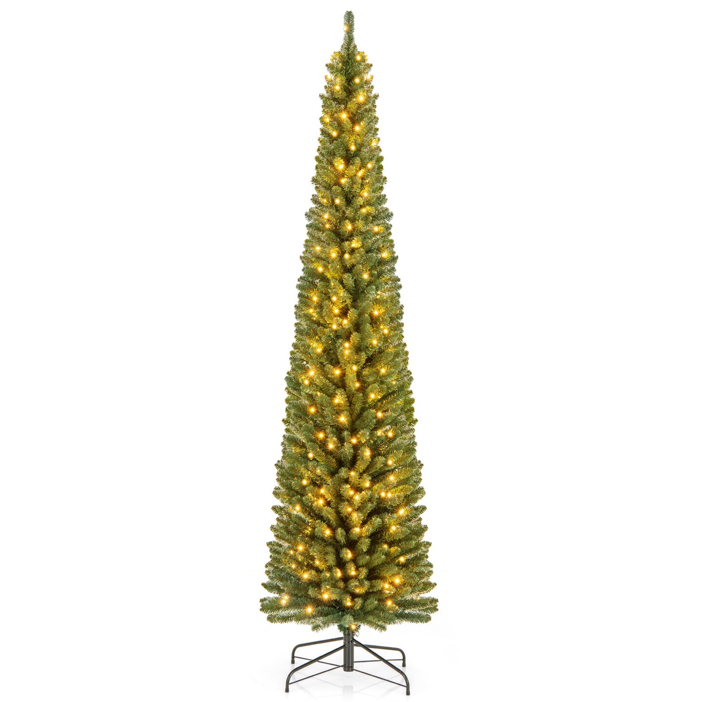 Pencil Christmas Tree with Memory Wire Branch Tips and Warm LED Lights