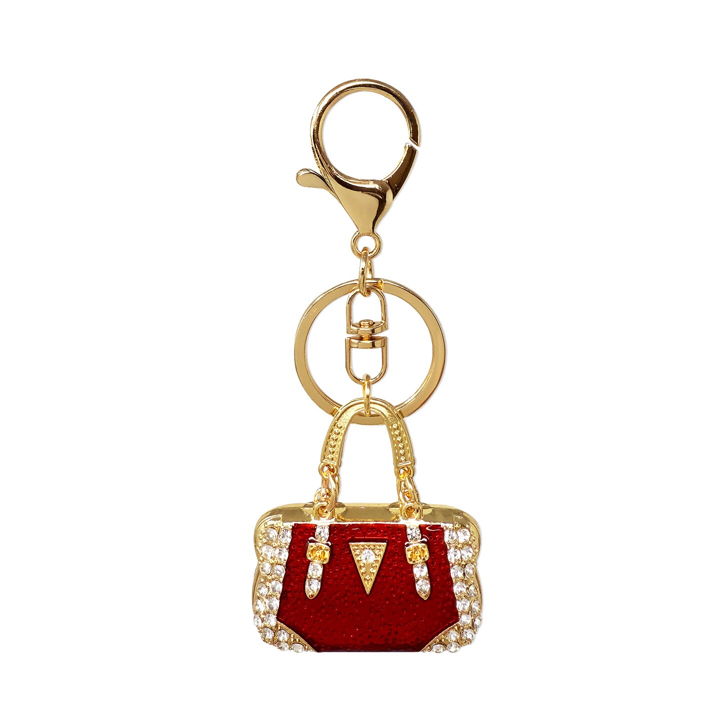 Wrapables Stylish Crystal Rhinestone Handbag Shaped Purse Charm Keychain, Red