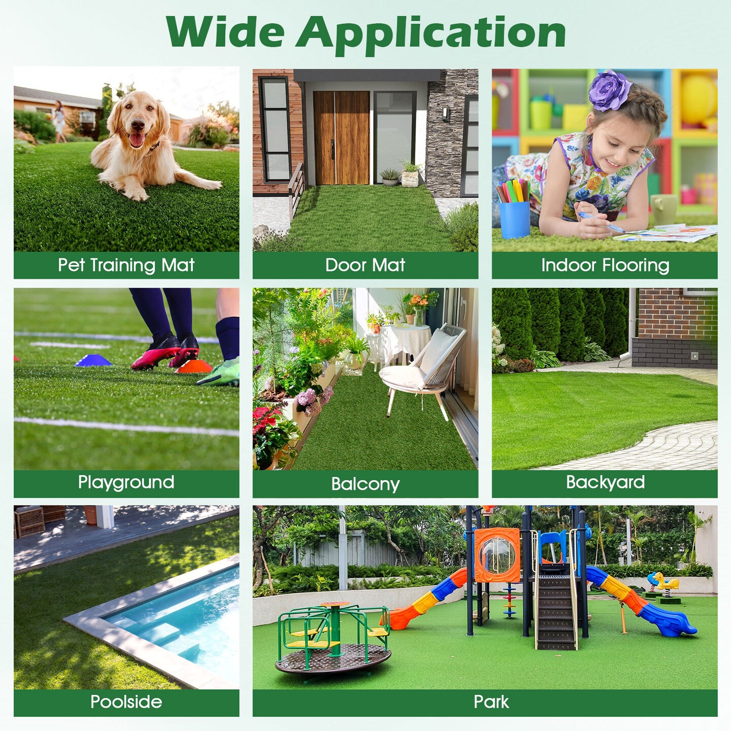 Indoor Outdoor Synthetic Turf Mat with Drainage Holes