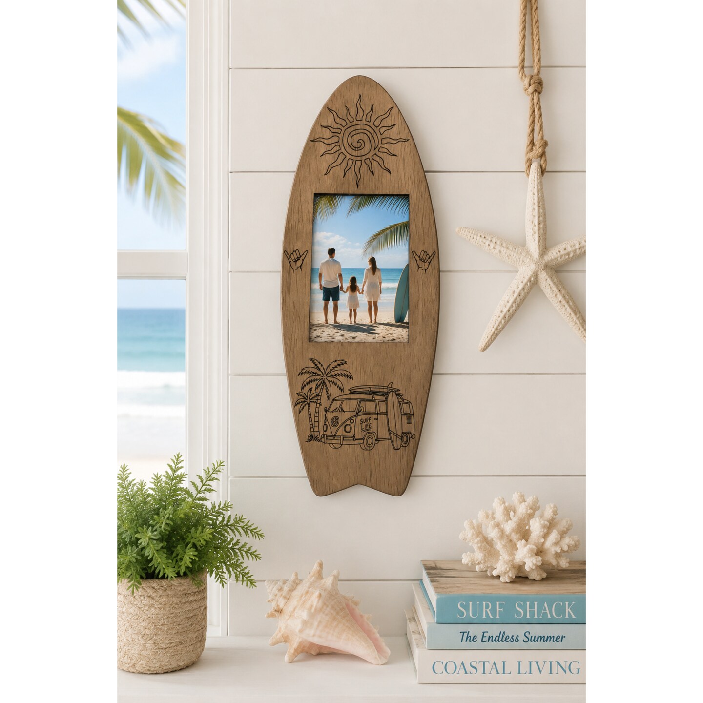 Surfboard Wood Picture Frame 4x6 and 5x7 Picture Frames