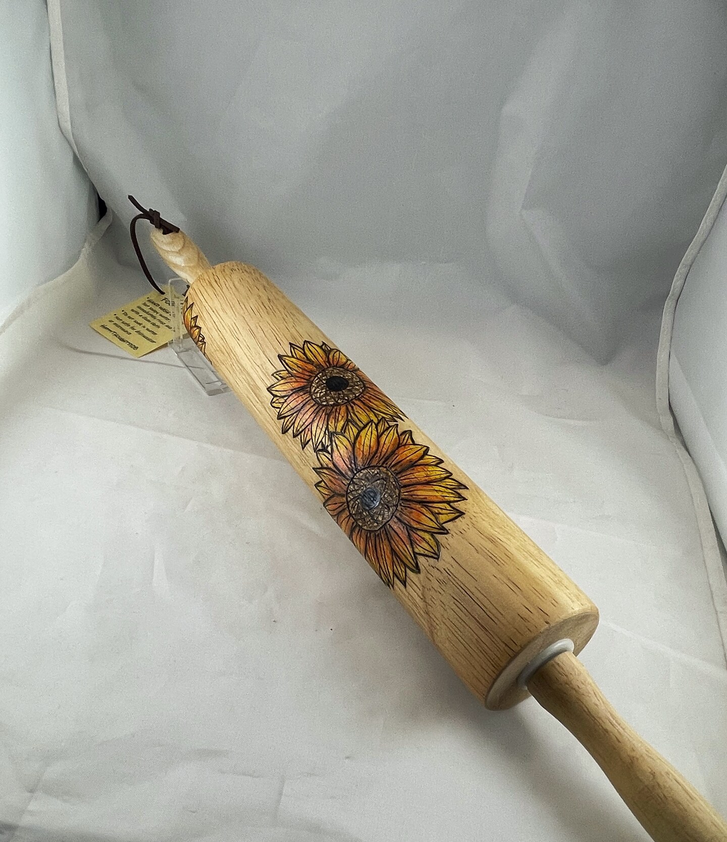 Sunflowers Wood Burned Rolling Pin, Pyrography Wood Burning Art