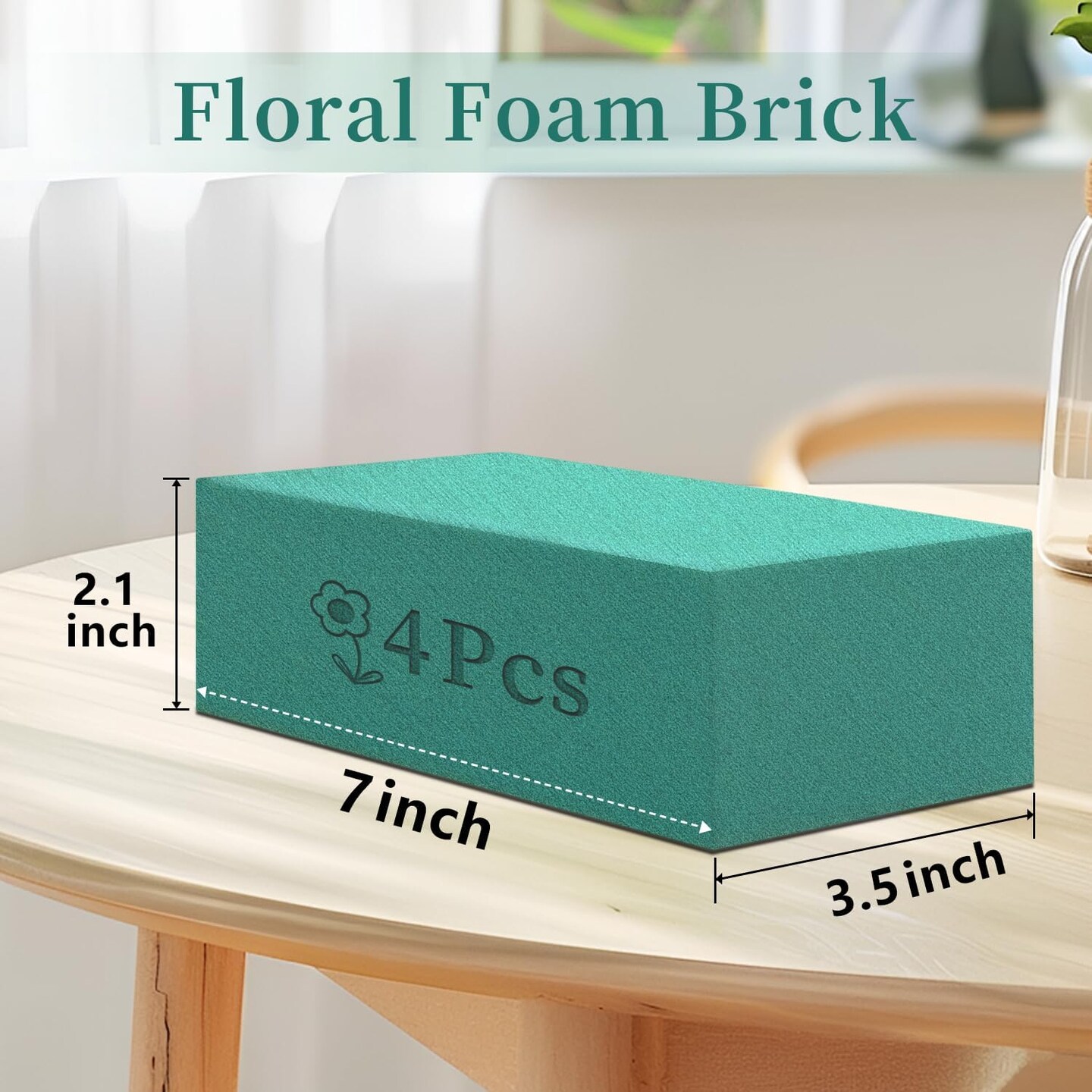 Floral Foams Blocks 4Pcs (7&#x22;L x 3.5&#x22;W x 2.1&#x27;&#x27;H) Green Wet Dry Flower Foam Bricks Large Florist Plant Foam for Artificial and Fresh Flower Arrangement