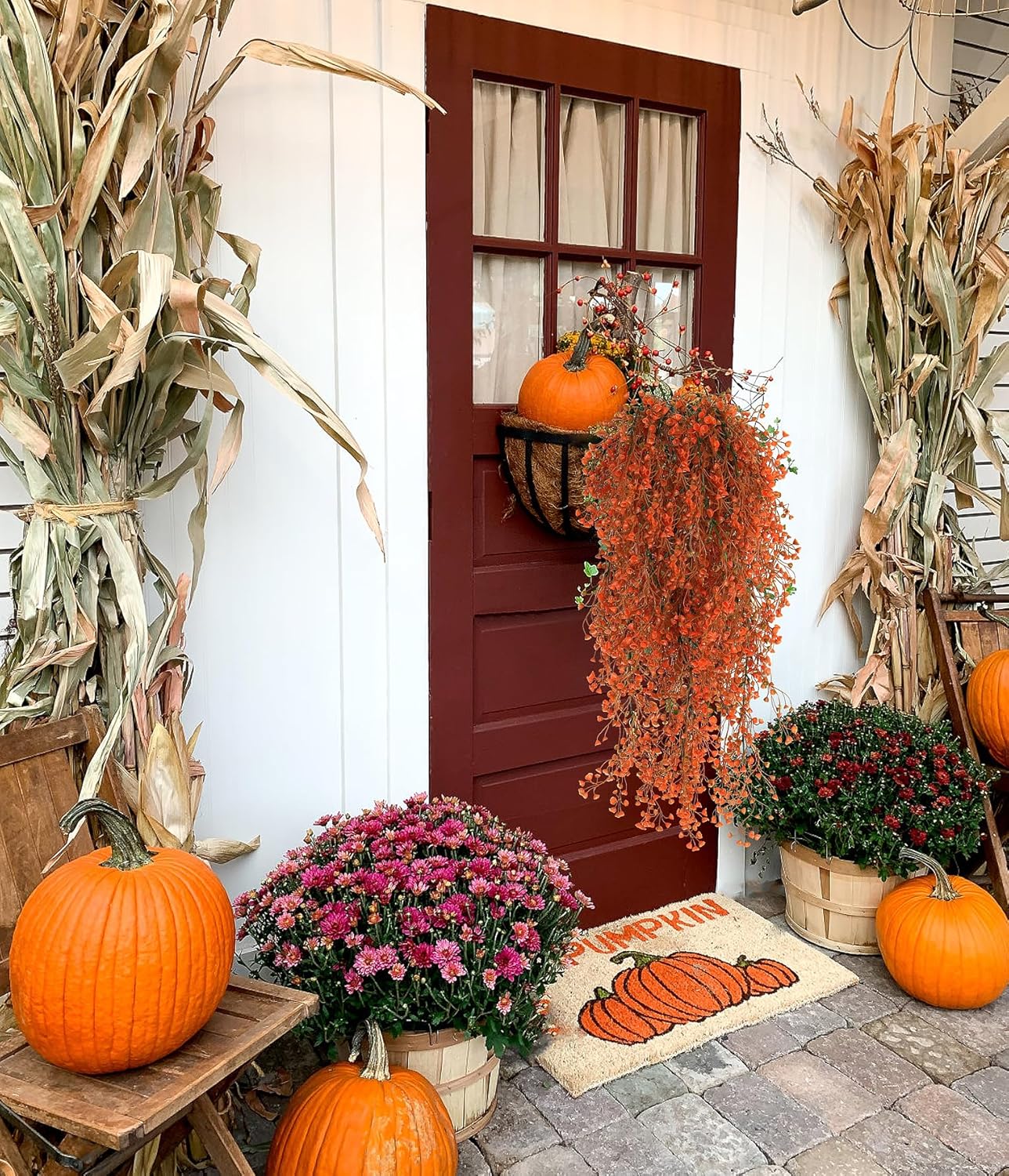 4 Pcs Artificial Hanging Plants Fall Decor Faux Hanging Plants Artificial Plants UV Resistant